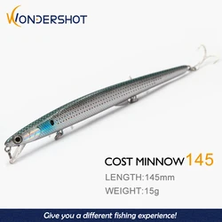 Wondershot A06 145mm 15g Cost Minnow Floating Minnow Sea fishing lure Wobbler Laser Hard Bait Crankbaits Isca Artificiais lures