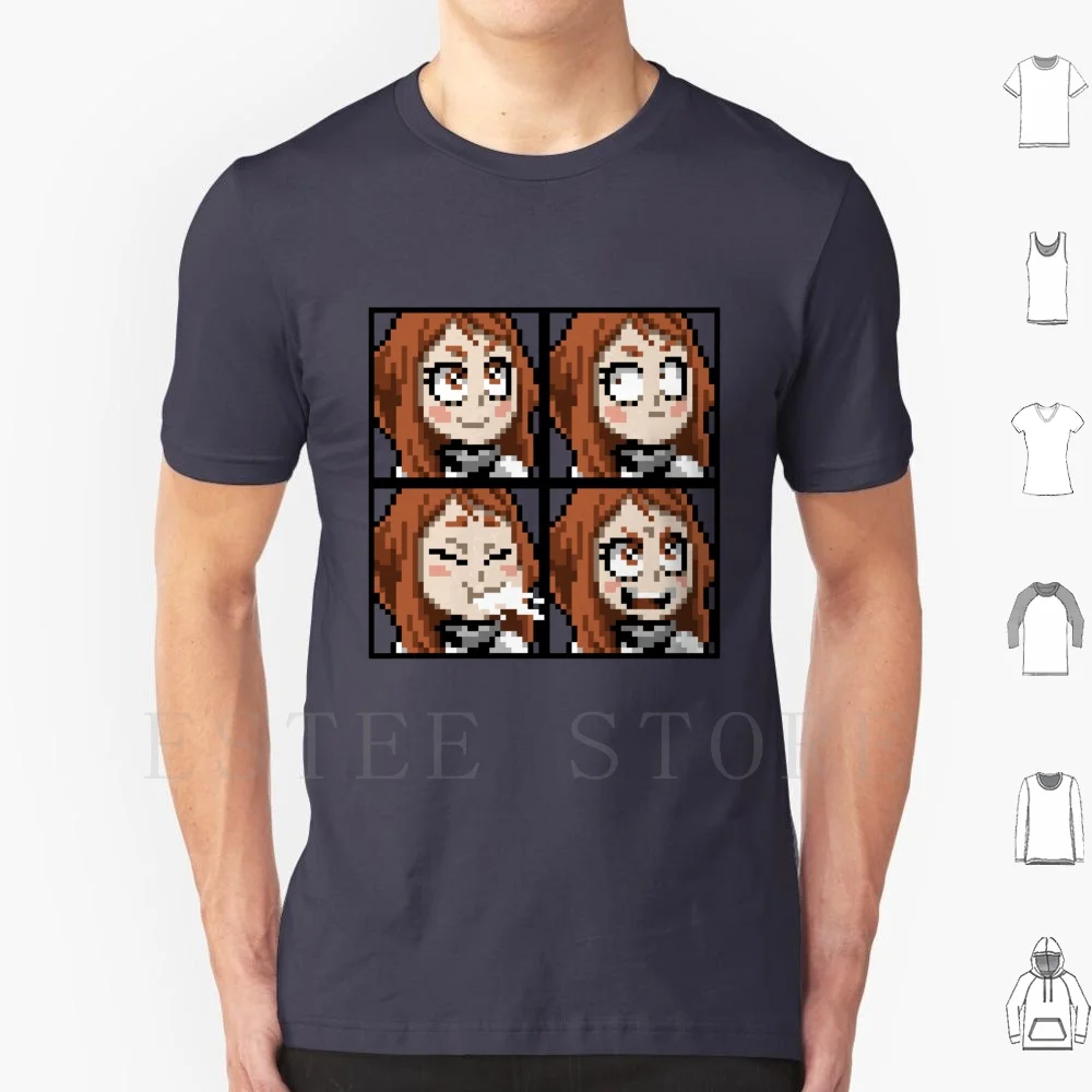 Uraraka Retro Collage T Shirt Print Cotton Boku No Hero All Might Deku Anime Retro Gaming Pixel Uraraka Uravity