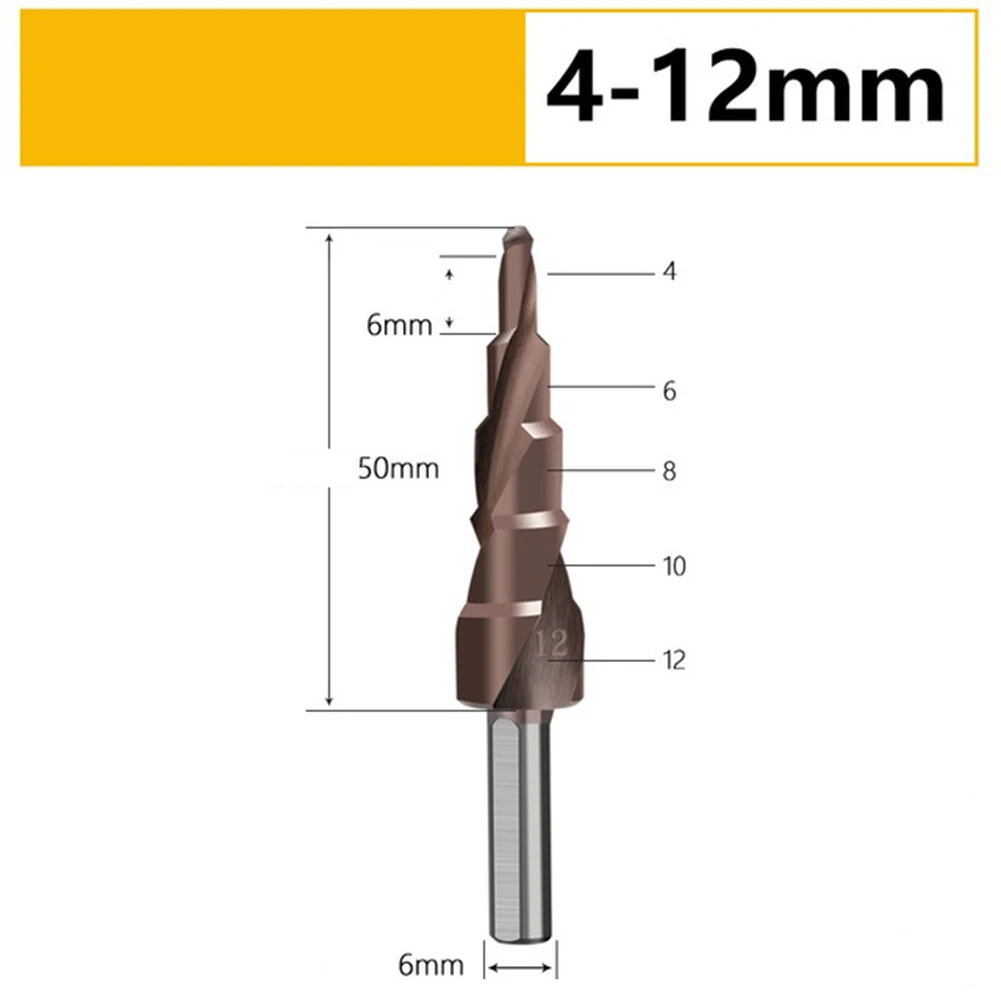 M35 Mata Bor Reaming Pembuka Langkah Spiral Shank Segitiga 4-12/20/32Mm