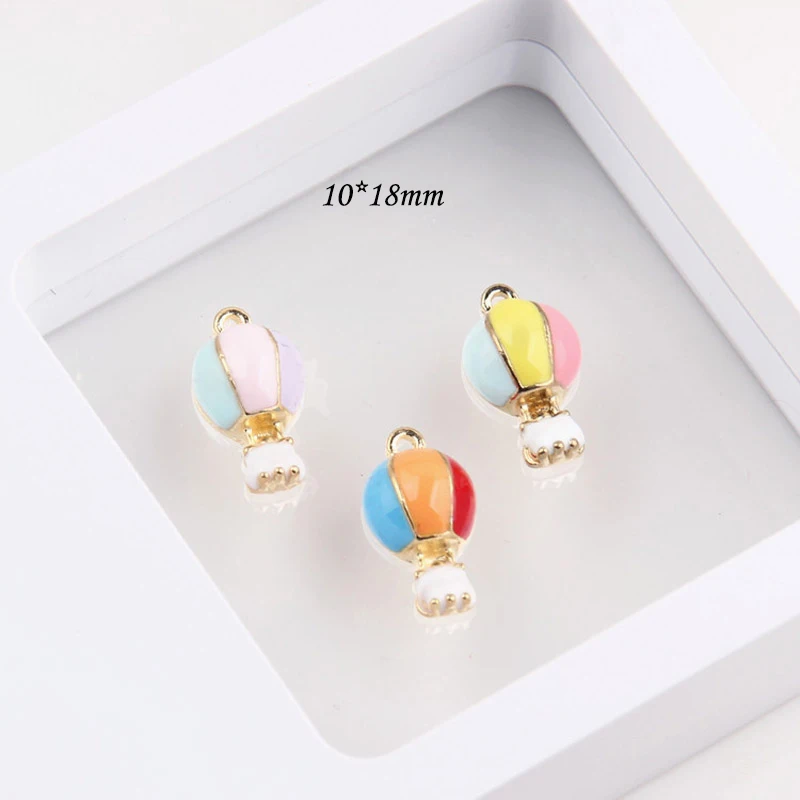 10pcs Jewelry DIY Accessories Alloy Hot Air Balloon Enamel Charms Pendants For Bracelet Earring Making Floating