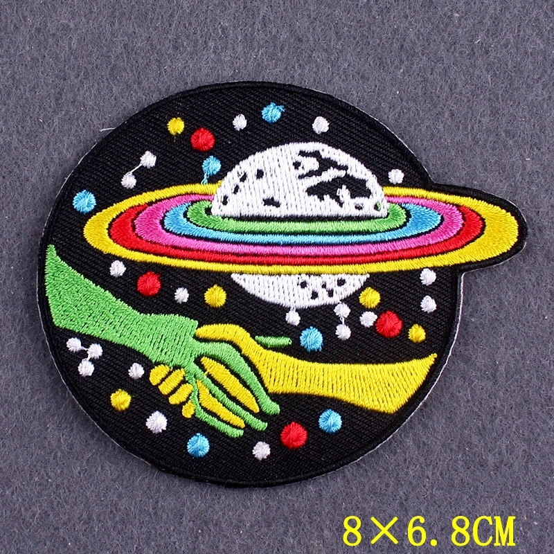 Alien UFO Patch Iron On Patches On Clothes Space Planet Patches For Clothing Thermoadhesive Patches For Clothing Stickers Stripe