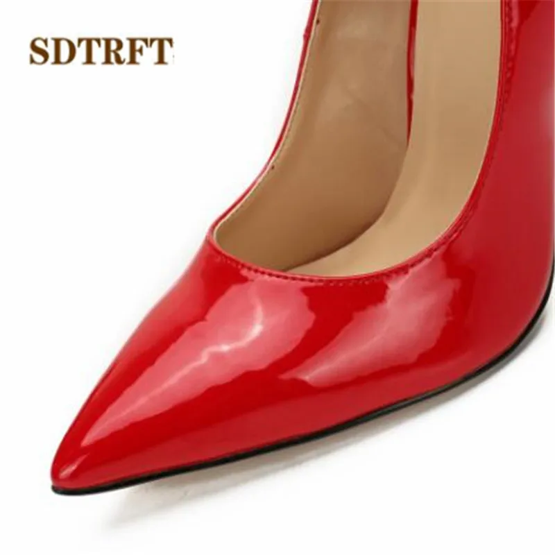 SDTRFT 12cm Thin Heels Pumps Pointed Toe Ladies Crossdresser Shiny Ballet Locked Padlocks Fetish Women Ballet Shoes Stilettos