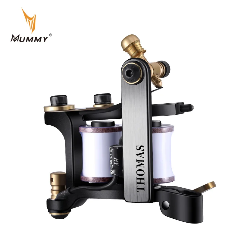 Mummy Coil Tattoo Machine Handmade Tattoo Gun Iron Frame 8 Wrap Coils Set Liner