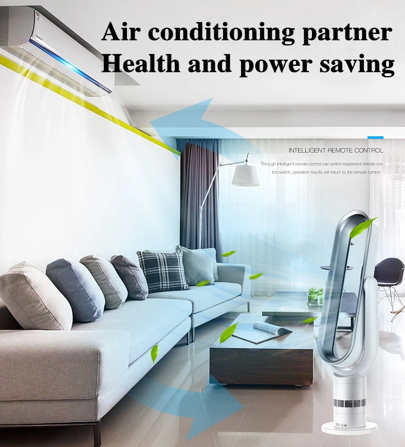 Kalt- und Warmluft-Ventilator mit Fernbedienung, blattloser Kühlventilator, 220V, ultra-leiser elektrischer Ventilator, Luftreiniger, Top-Qualität, Timer 1-9 Stunden – Detail 4