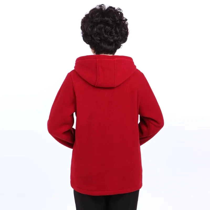 Autumn Women Fleece Jacket 2022 New Grandma Velvet Hooded Sweatshirt Cotton Warm Winter Jacket Coat Female Tops Basic Coats 5XL