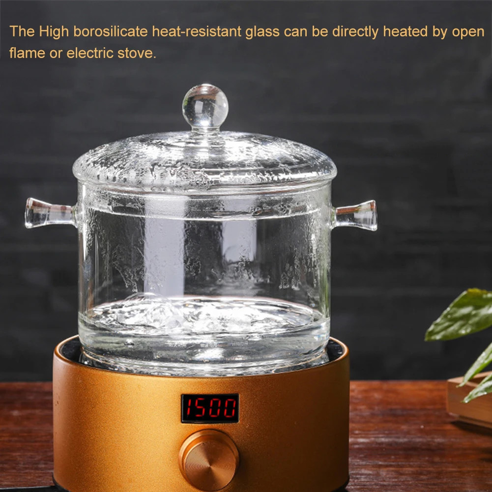 Hot Heat Resistant Borosilicate Glass Soup Pot Stockpot Transparent Soup Cooker Boil Water Instant Noodles Porridge Cooker Stock