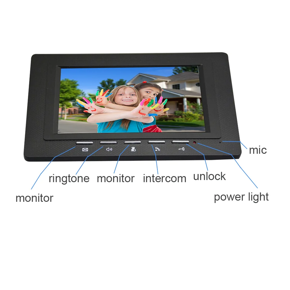 7 Inch Color Door Intercom Multi-apartment System Video Doorbell Device For Building Villa With Multi MonitorIR Night Waterproof