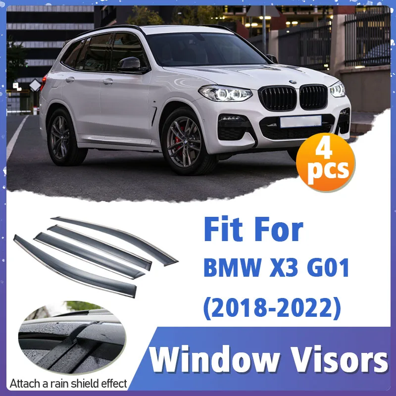 

Оконные козырьки, защита для BMW X3 G01 2018-2022, козырек, вентиляционная крышка, накладка, навесы, защита, защита, дефлектор, дождь, Rhield, 4 шт.