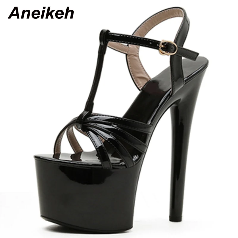 Aneikeh Platform Heigh Gladiator Women Sandals Summer Narrow Band T-Tied Shoes High Buckle Strap Thin Heels Sandalias Mujer 2024