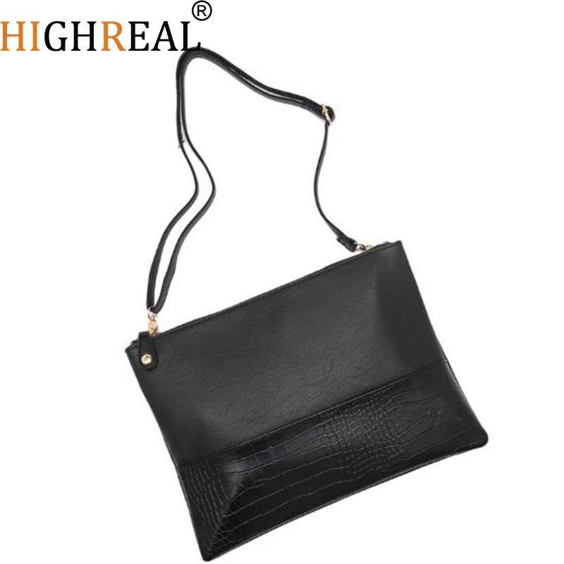 

Men Leather Day Clutch Envelope Hand Bag Alligator Patchwork Business Male Bags Vintage Soft Large Office Wallet For Phone