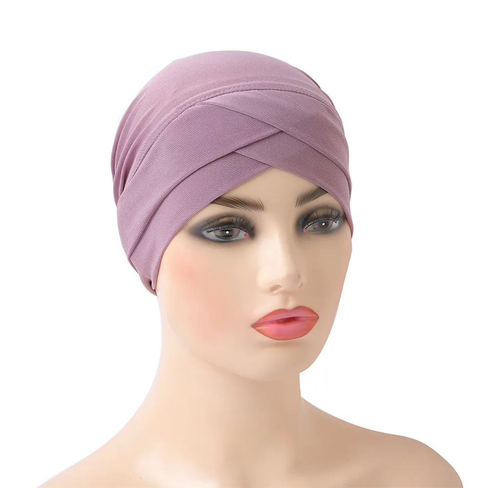 Turban de couleur unie pour femmes musulmanes, écharpe de tête islamique, Bonnet arabe, perte de cheveux, couvre-chef extensible