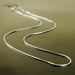 Genuine Real Pure Solid 925 Sterling Silver Chain Necklace Men Women Snake Chain DIY Jewelry Male Female 0.7mm Collier Necklaces