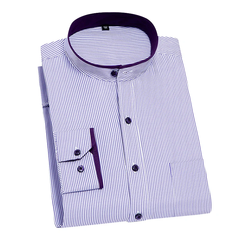 DAVYDAISY 2020 New Arrival Men Shirt Fashion Long Sleeved Men Stand Collar Slim Fit Dress Shirt Man camiseta masculina DS246