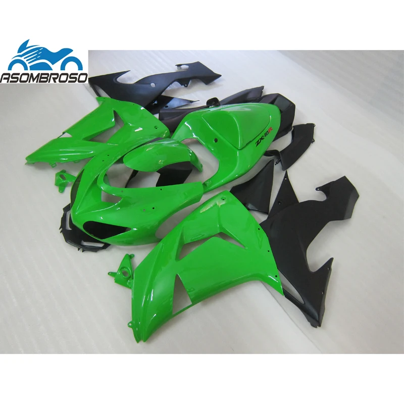 

Customize Motorcycle Bodyworks for Kawasaki Ninja ZX10R fairing kit 2006-2007 green black fairing set zx10r 06 07 GH33