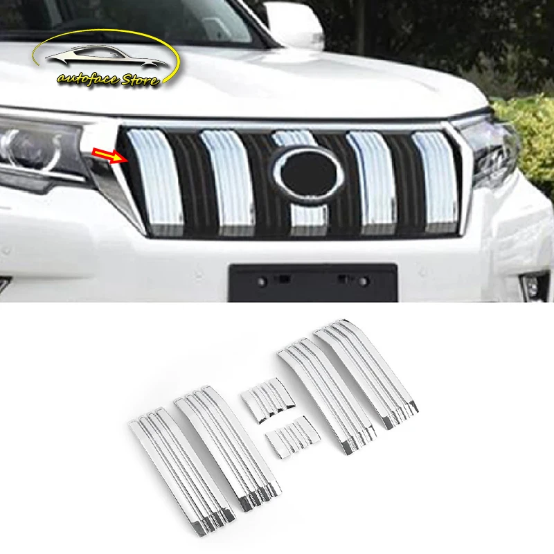 

For Toyota Prado FJ 150 2018 Accessories ABS Chrome Car Head Grille Fence Decoration strip Trim Auto Cover styling