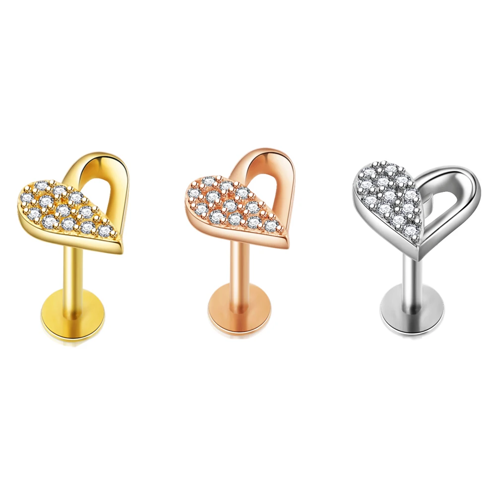 

JUNLOWPY циркон губная серьга-гвоздик для губ кольцо для губ серьги для пирсинга хряща козелок Daith серьги-гвоздики для ушей пирсинг ювелирные изделия сердце