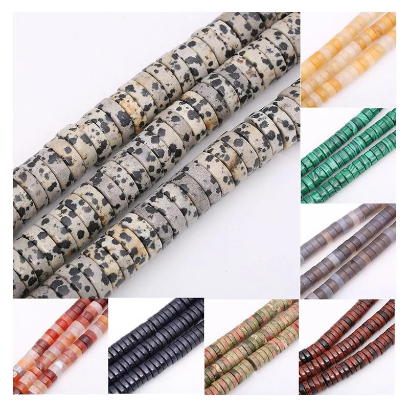 

4*15mm Natural Stone Colorful Agate Sandstone Crystal Round Piece Loose Beads for Jewelry Making DIY Hot Bracelet Necklace 15"