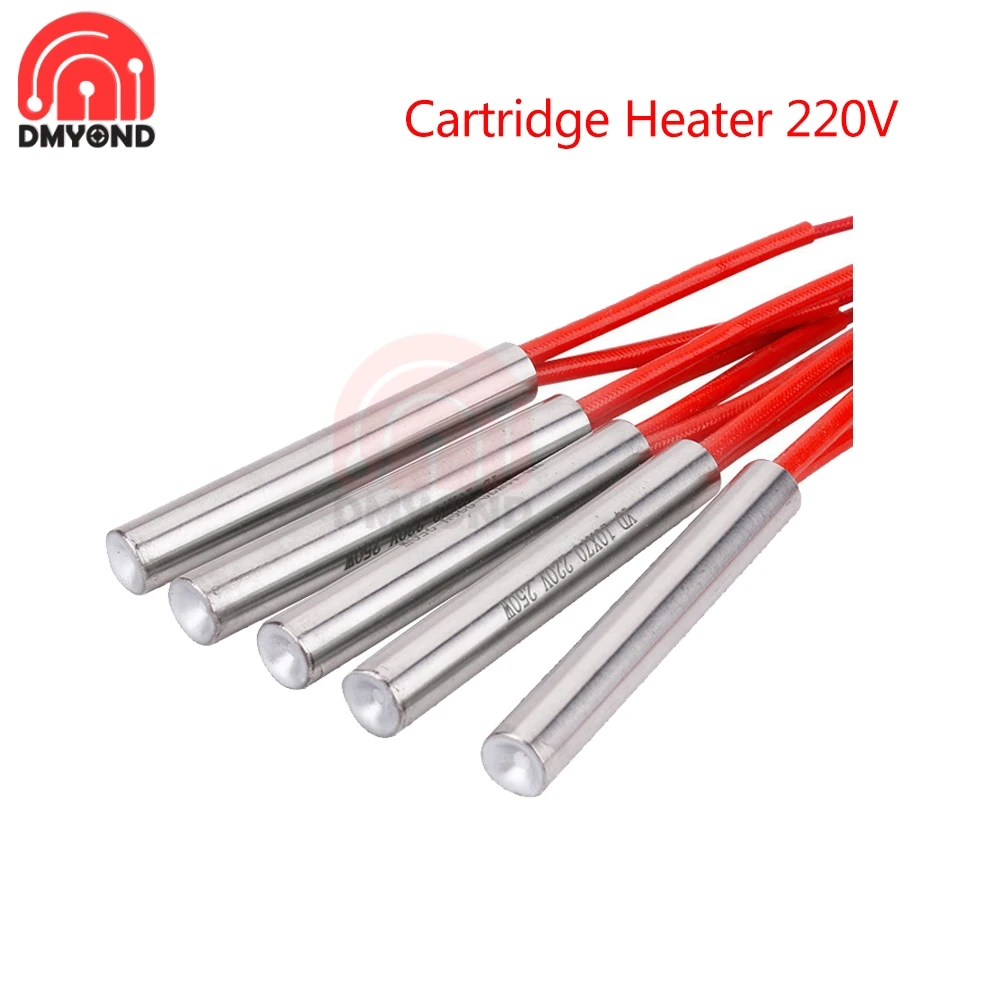 Electric Cartridge Heater Element 220V 100W Single-head Heating Tube Dry Burning Mold Stainless Steel Tubular Diameter 6*40MM