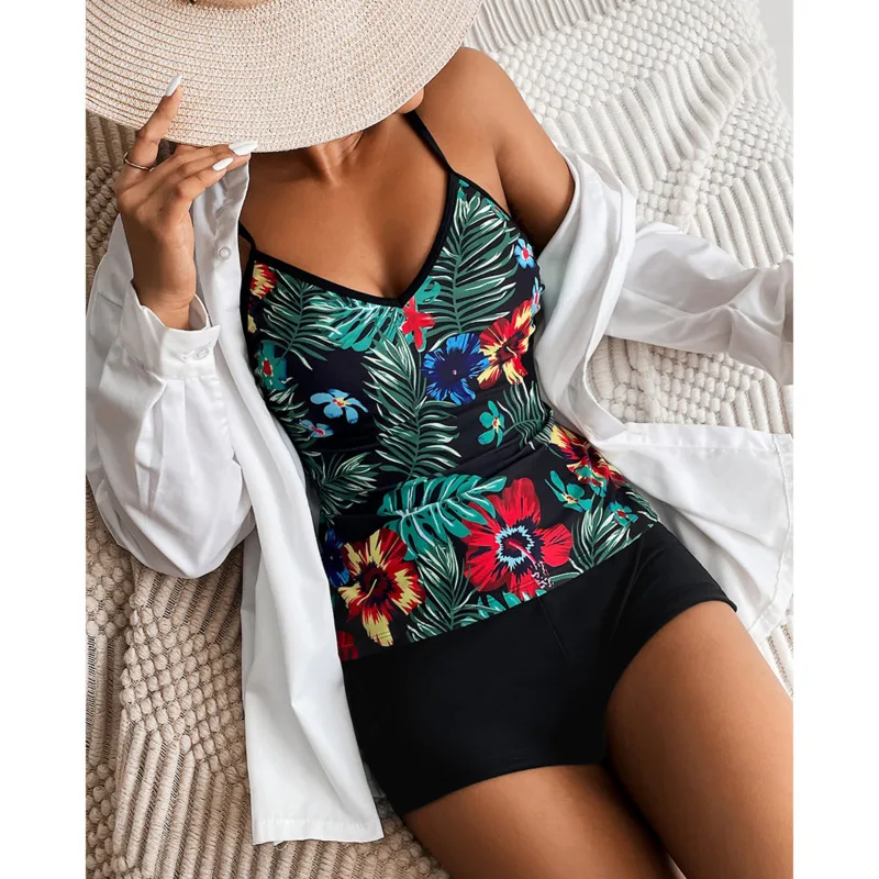 Sexy Large Swimsuits Plus Size Tankini Sets Female Swimwear Beach Wear Two-Piece Bathing Suit Sports Pool Women\'s Swimming Suit