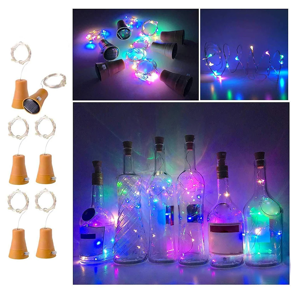 LED Solar Bottle Stopper Light String Wine Glass String Light Flexible Waterproof Lamp Chain Holiday Lighting Atmosphere Lights