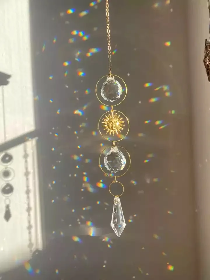 Geometric sun suncatcher gold plated