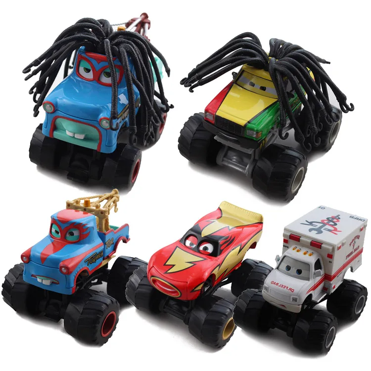 Disney Pixar Cars 3 2 Big Foot Stunt Metal Diecast Car Toy Lightning McQueen Long Hair Mater Rhapsody Giant Wheels Car Toys Gift