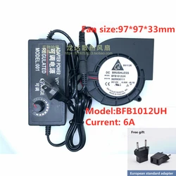BFB1012H turbina odśrodkowa 12V dmuchawa 9733 97x94x33mm wentylator grill piec grzewczy 220V do 12V z kontrola prędkości zasilacz
