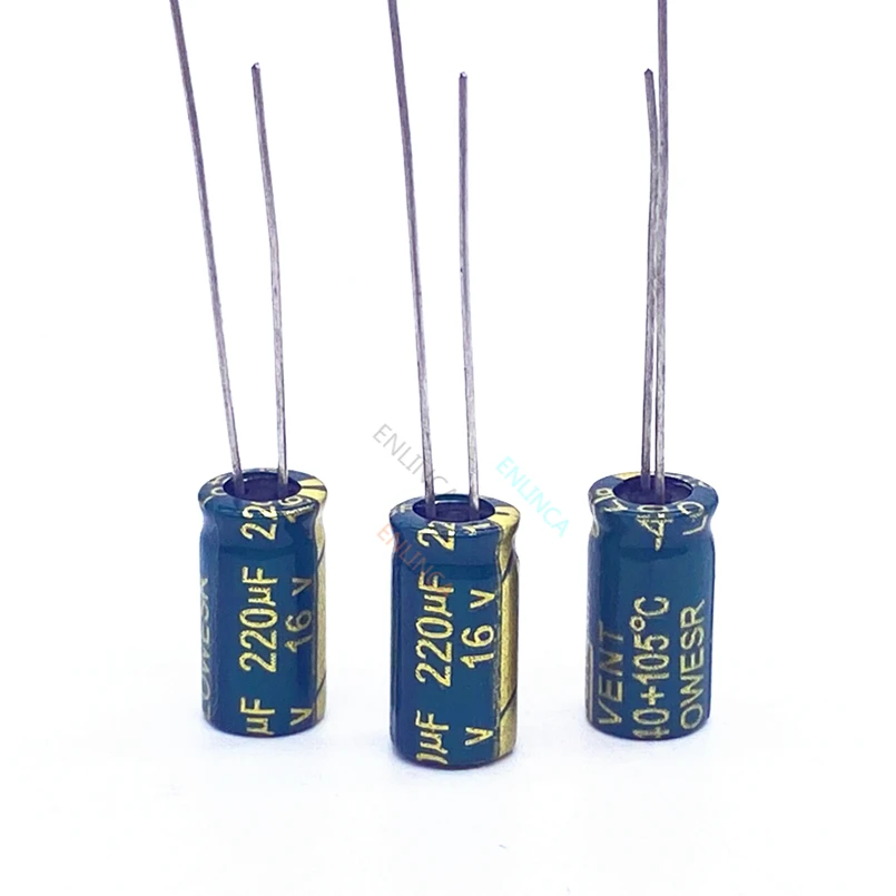 60pcs/lot T09 220uf16V Low ESR/Impedance high frequency aluminum electrolytic capacitor size 6*12 16V 220uf 20%