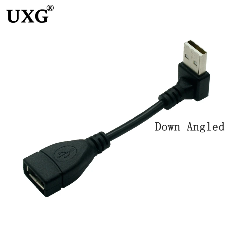 Adaptateur d\'extension coudé à 90 ° USB 2.0 A mâle vers femelle, câble court USB2.0 M/F droit/gauche/bas/haut, cordon noir 0.1M-1M