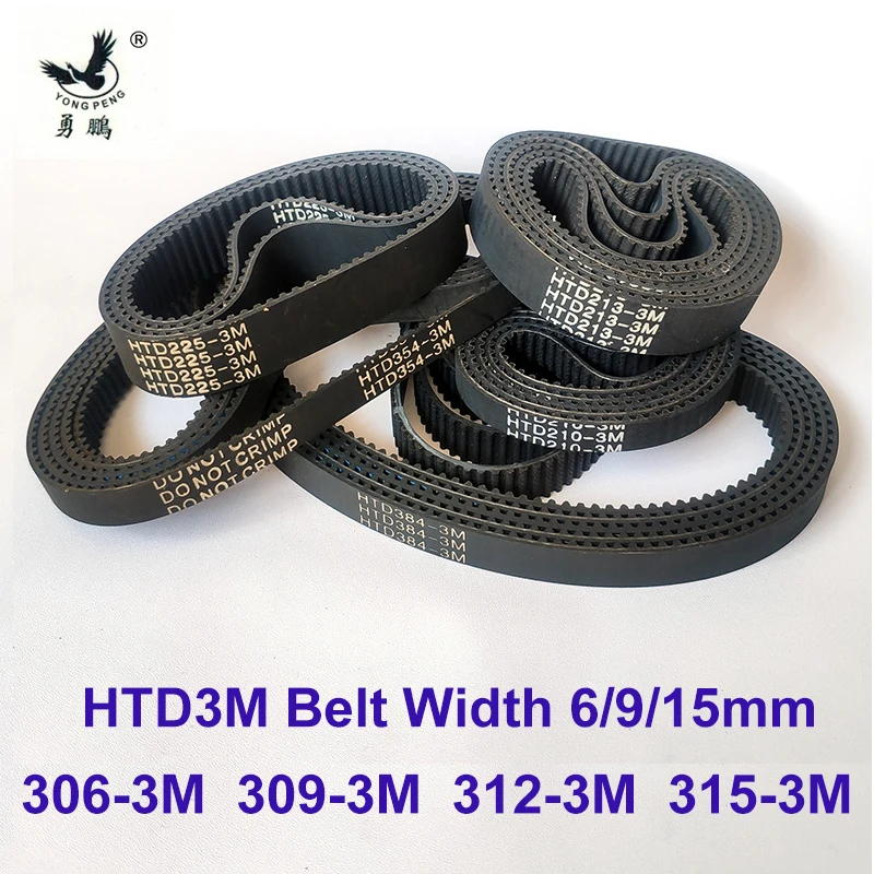 

HTD3M Arc Timing Belt C= 306 309 312 315mm Width 6/9/15mm 306-3M 309-3M 312-3M 315-3M Synchronous Rubber HTD 3M S3M CNC 3D