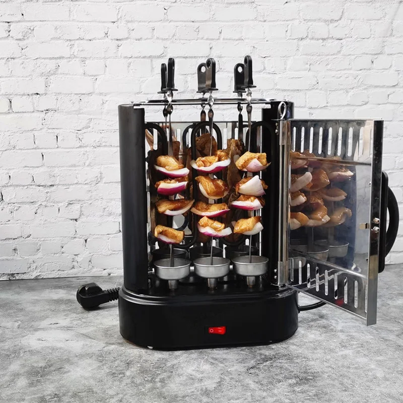 Mesin Pemanggang Kebab BBQ Listrik Pemanggang Oven Tanpa Asap Barbekyu Putar Otomatis Panggang Pemanggang Pemanggang Daging Domba Domestik Kompor Pemanas