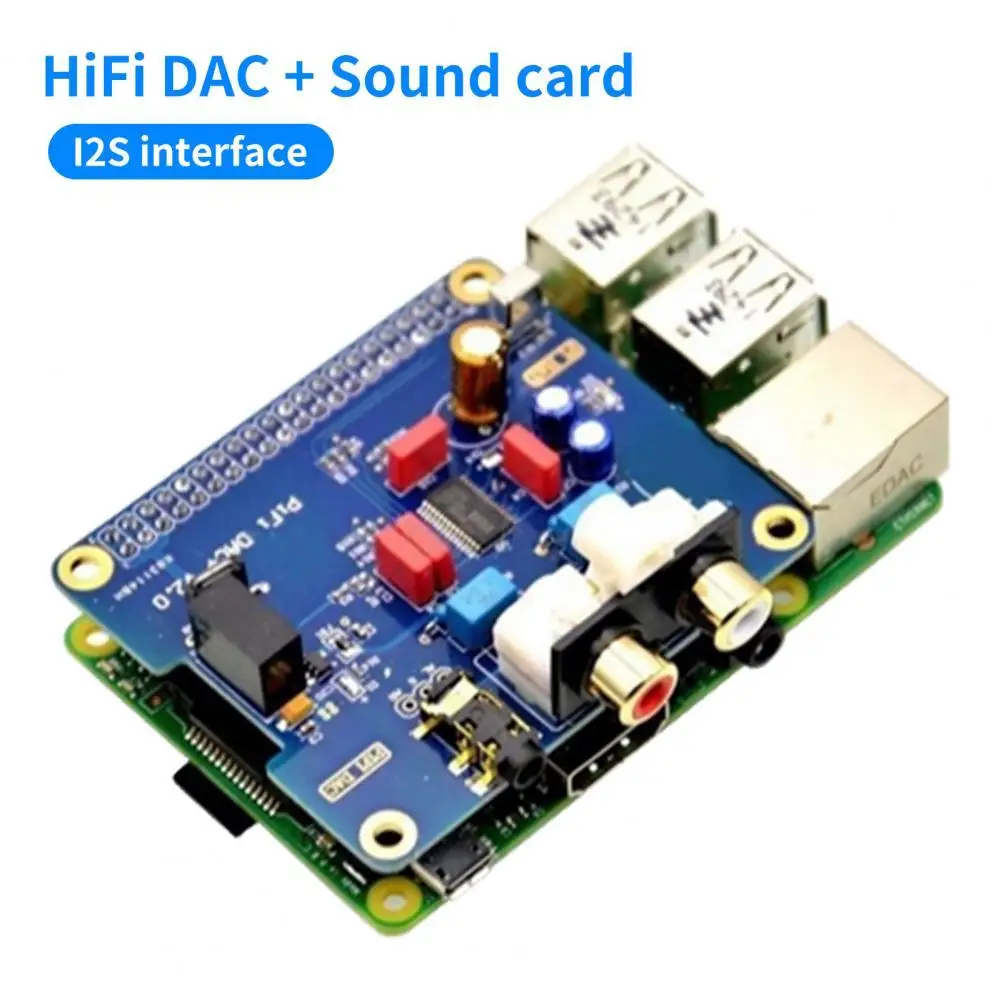 

HiFi DAC Sound Card Professional I2S Interface Long-lasting Sound Card Audio Module for Raspberry PI B+/2B Version