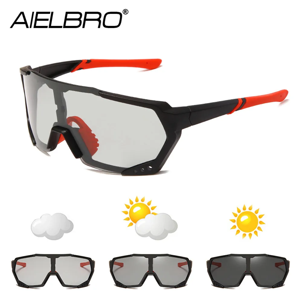 AIELBRO Cycling Lenses Men\'s Glasses Photochromic Cycling Sunglasses Polarized Cycling Eyewear UV400 Sunglasses Women