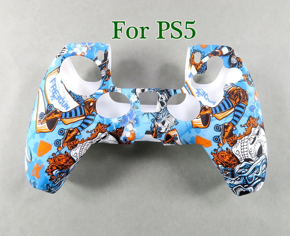 10pcs New Colorful Non Slip Sleeve Cover For PlayStation 5 Silicone Case for Sony PS5 Controller Protection Water Transfer