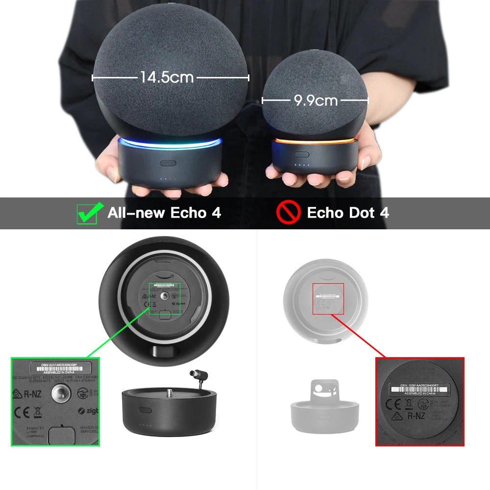 Batterie basis für Echo 4 4. Generation (die große) 10000mAh tragbares drahtloses Echo 4. Generation Power Battery Pack Halter Stand