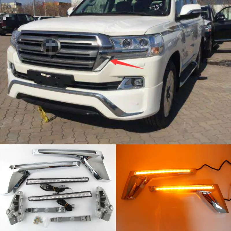 For Land Cruiser Prado LC200 2016 2017 2018 2019 Yellow Turn Signal LED Mirror Indicator Chrome Car Led Signal Light Fit