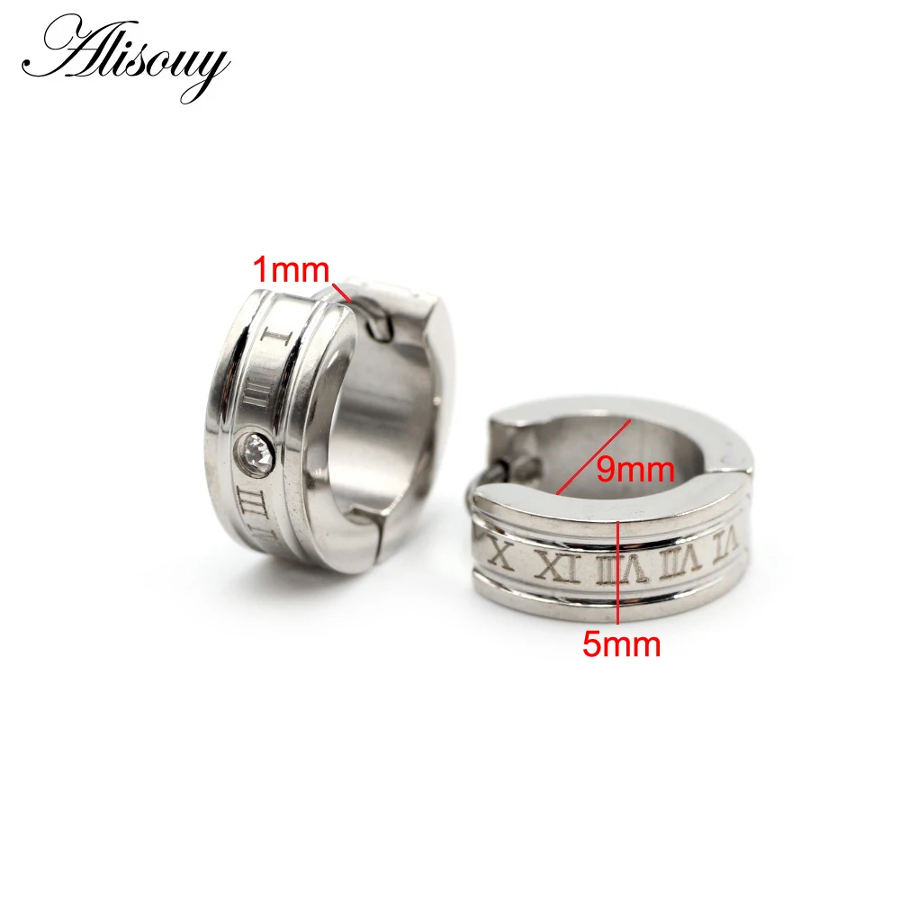 Alisouy 2pcs Punk Stainless Steel Carving Wheat Ears Ear Earring Women Men Circle Hoop Earrings Piercing body Jewelry