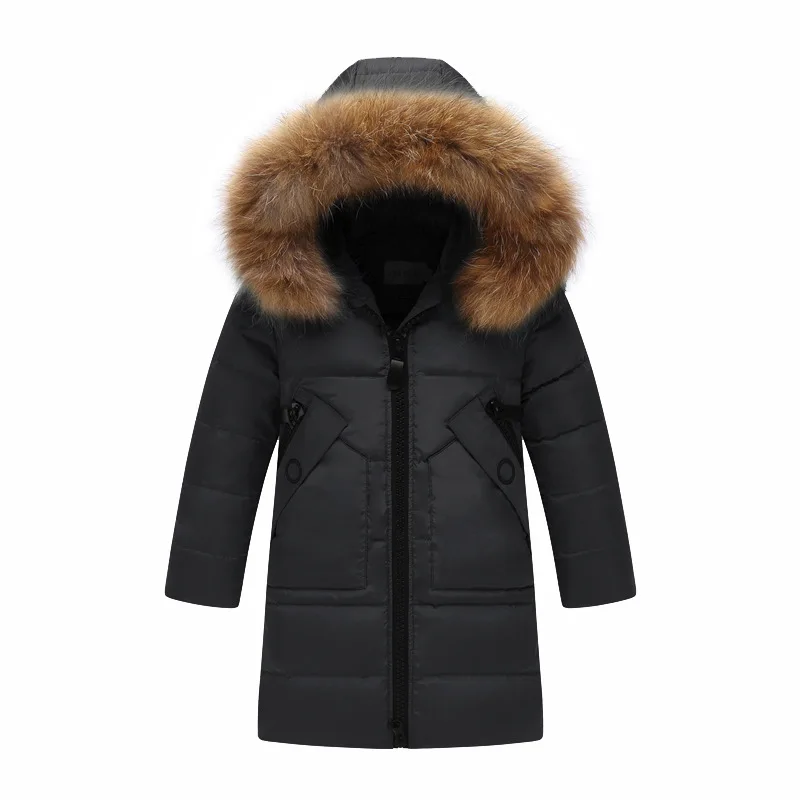 -30 degrees 2020 children\'s Winter Down Jacket for Girls Clothes  Outdoor hooded coat Kids duck down real fur clothing