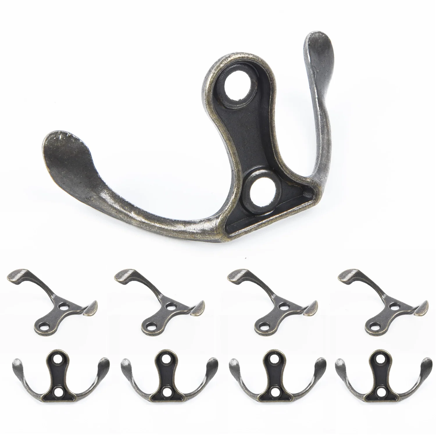 10PCS Wall Door Zinc Alloy Antique Hook Hanger For Key Clothes Coat Hat Bag Towel Home Storage Organization Door Hooks