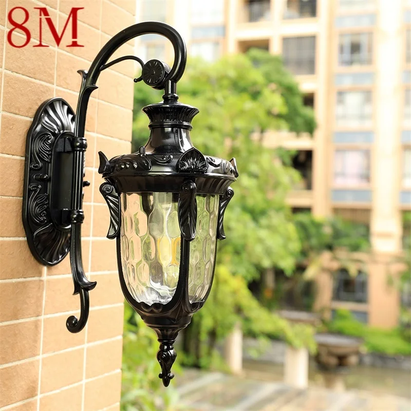 

8M Outdoor Wall Lamp Classical Retro Black Lighting LED Sconces Waterproof Decorative for Home Aisle