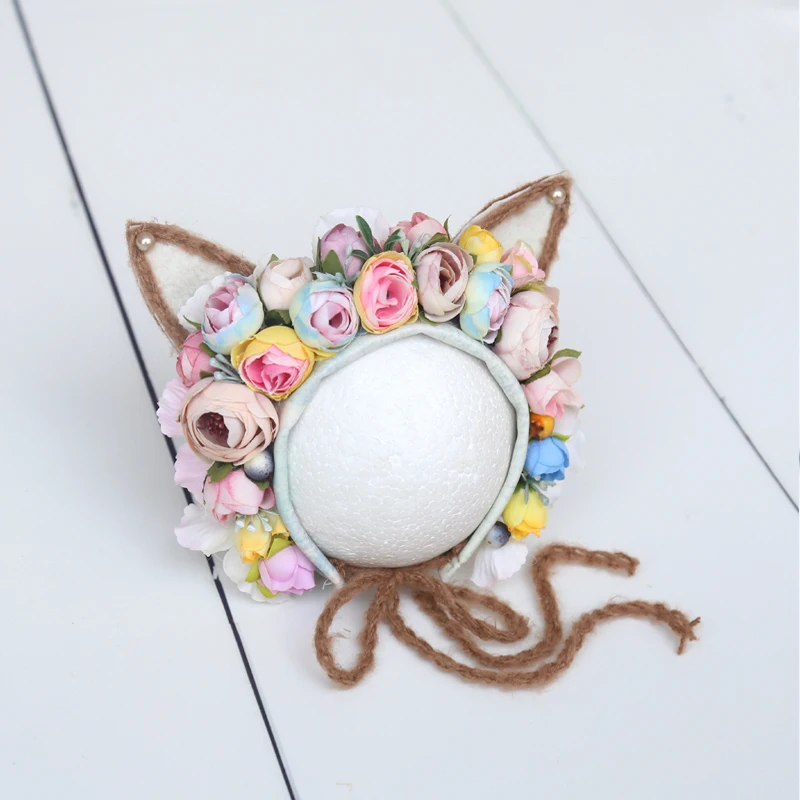 

Garden Floral Bonnet Hat Knit Newborn Flower Bonnet Photography Shoot Baby Girl Hat Photo Props