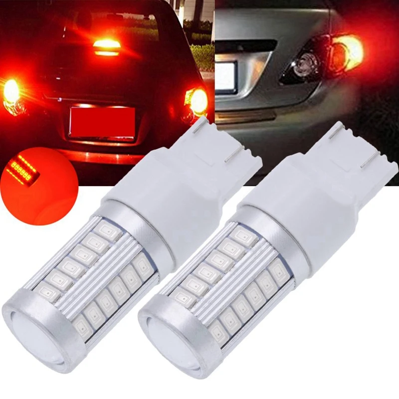 7443, T20 Led Bulbs Red 900 Lumens Super Bright Turn Signals Light Brake Stop Parking Light Back Up Reverse Light Tail Light Bul