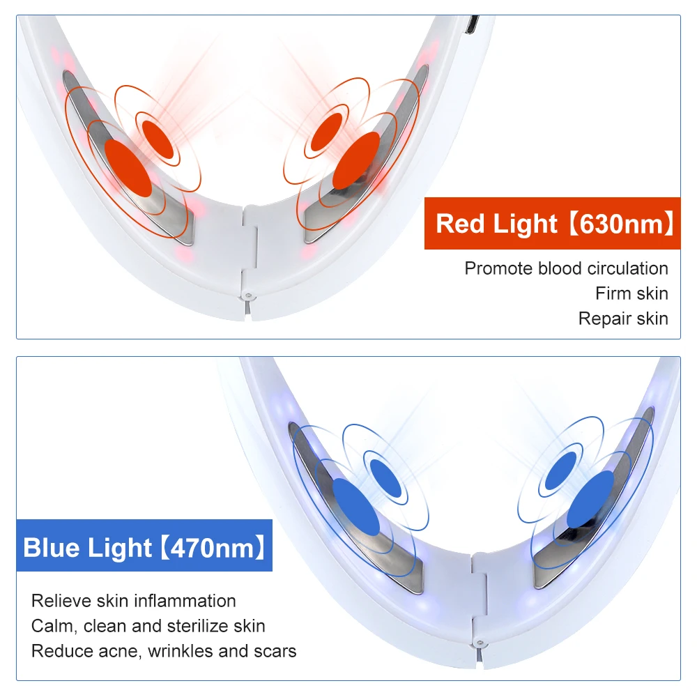 Masajeador Facial EMS, cinturón adelgazante, terapia de fotones LED, dispositivo de vibración para levantar la barbilla, celulitis, mandíbula, máquina de estiramiento Facial