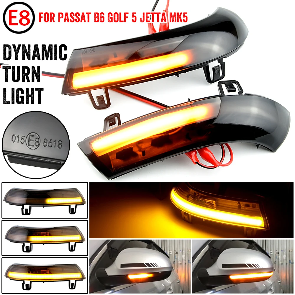 LED Dynamic Turn Signal Light For VW Passat B6 GOLF 5 Jetta MK5 Passat B5.5 GTI V Sharan Flowing Water Blinker Flashing Light