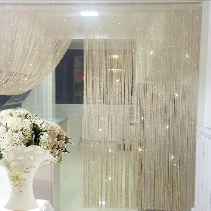 Fringed partition curtain with dense silver thread, hanging curtain to partition the porch without winding, Korean wedding decor