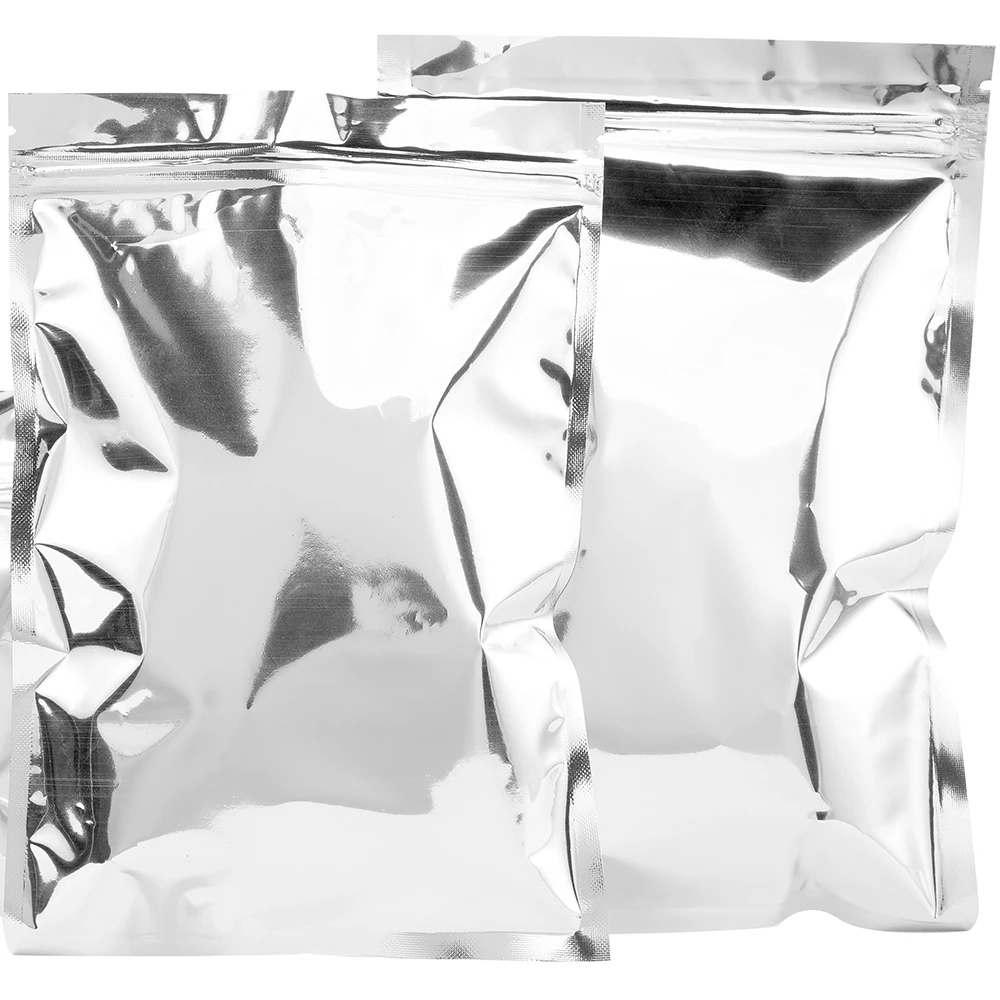 Sacs Ziplock en Feuille d\'Aluminium Argenté, Mylar Aluminisé de Qualité Alimentaire, Poudres Auto-Bancs, T-shirt GT, Sac à Fermeture Éclair