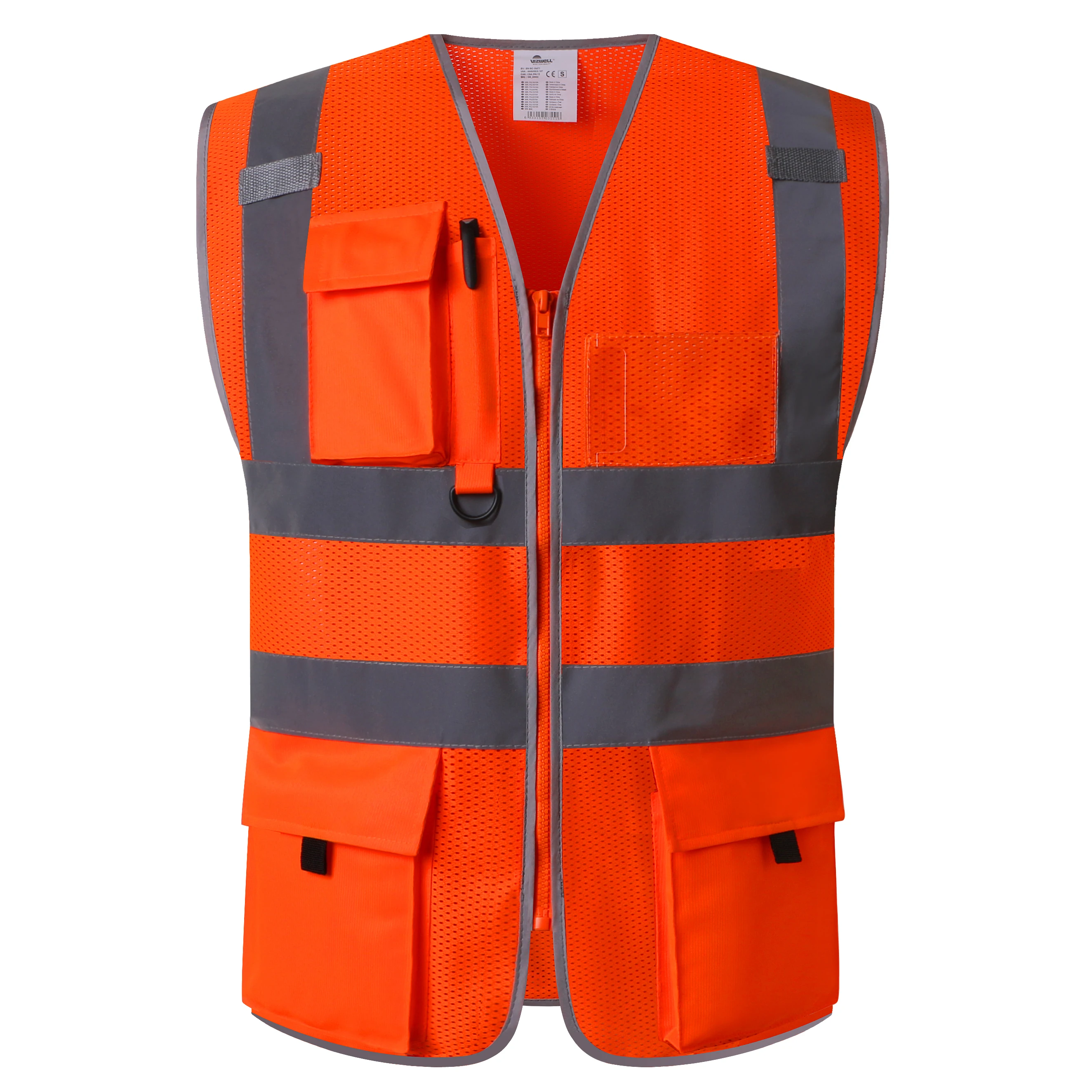 Blue Safety Security Vests Reflective Hi Vis Workwear Safety waistcoats with Reflector Stripes