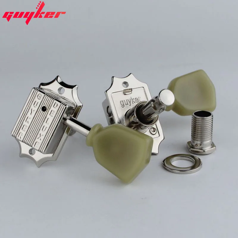 GUYKER Deluxe Vintage Keystone Vintage Style Guitar Machine Head Tuning Peg Tuners for lespaul Guitar Chrome/Nickel color