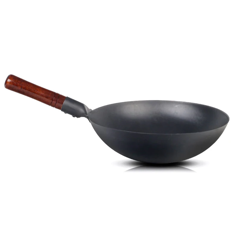 Chinese Iron Pot,Traditional Hand Hammered Iron woks and stir Fry Pans,Non Sticky, no Coating, Less Oil