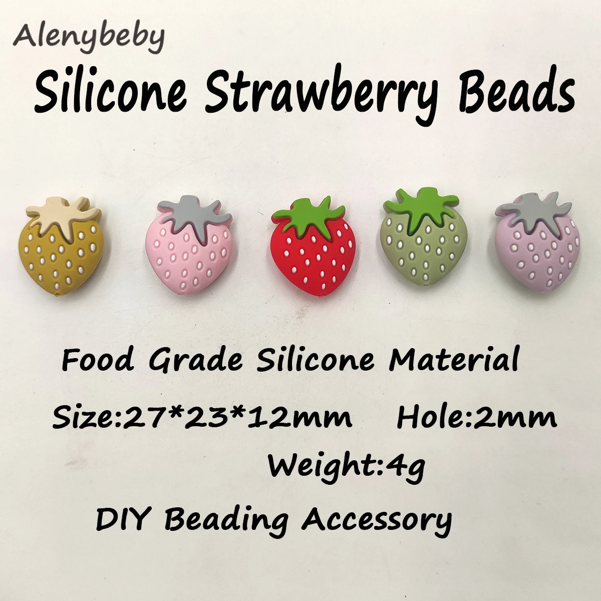 Silicone Strawberry beads Food Grade Silicone fruit Teething Bead Baby Silicone Chewable Beads DIY Children\'s Necklace Pendant